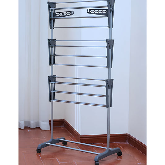 Varal de Chão 3 Andares Dobrável com Rodinhas – Mais Espaço e Praticidade para Secar Roupas
