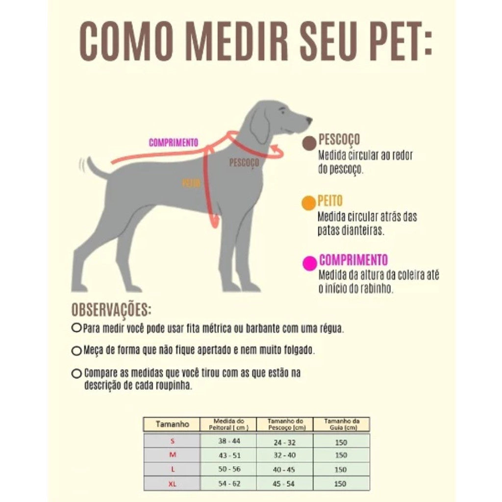 Coleira Peitoral Tipo Colete com Guia – Mais Conforto e Controle para seu Pet