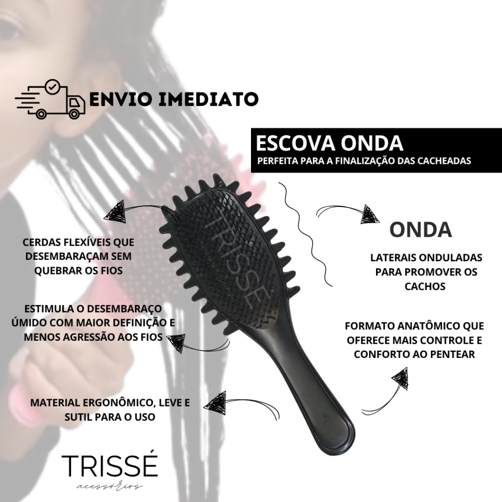 Escova Onda para Cachos Mais Definidos, Menos Frizz e Finalização Mais Fácil